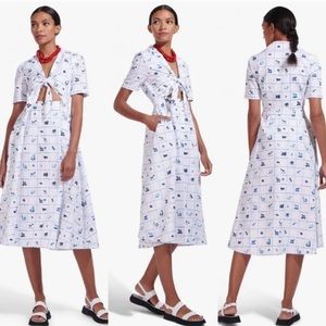 STAUD Giorgiana Tie Front Dress in Good Luck Pup Size 4